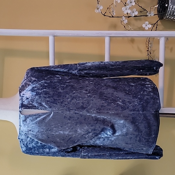 Lauren Conrad Crushed Velvet, Blue, Long Sleeve - Picture 4 of 7